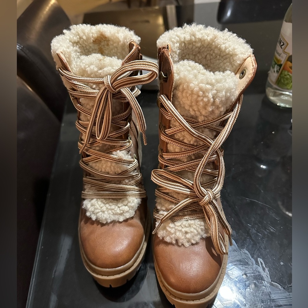 Tan fur boots